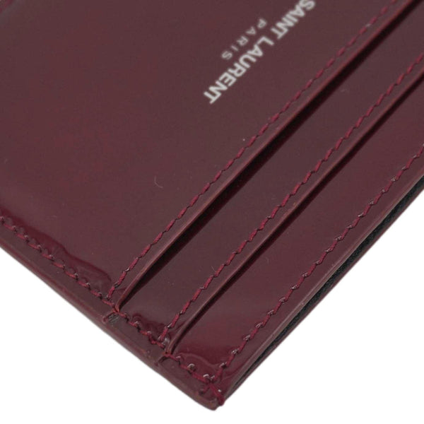 YVES SAINT LAURENT Cassandra Leather Card Holder Burgundy