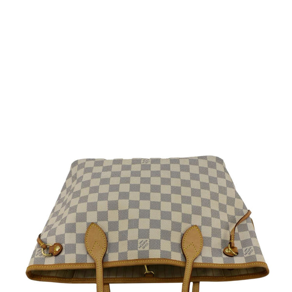 LOUIS VUITTON Neverfull PM Damier Azur White Tote Bag upper look