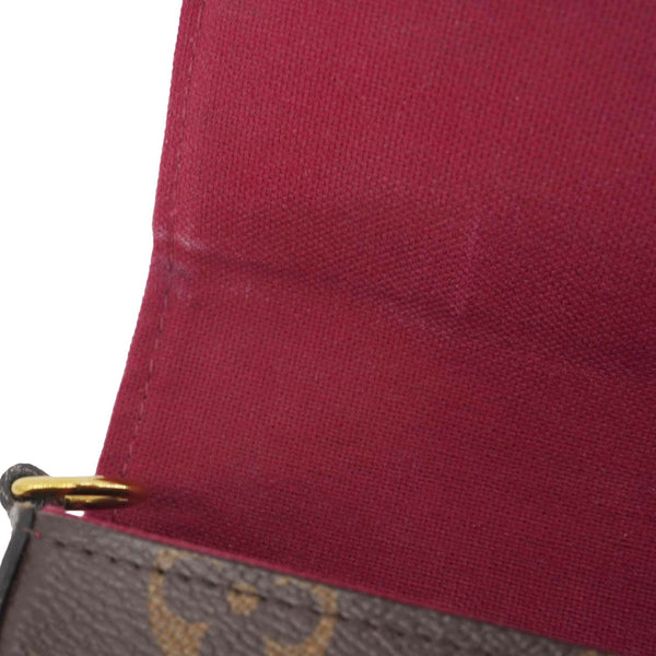 LOUIS VUITTON Felicie Pochette Monogram Canvas Crossbody Bag Brown