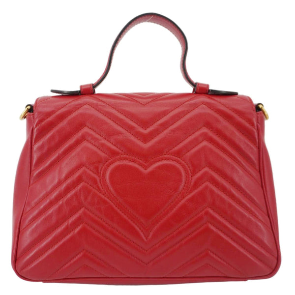 GUCCI GG Marmont Leather Top Handle Crossbody Bag Red 498110