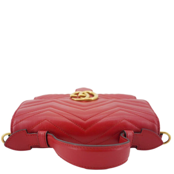 GUCCI GG Marmont Leather Top Handle Crossbody Bag Red 498110