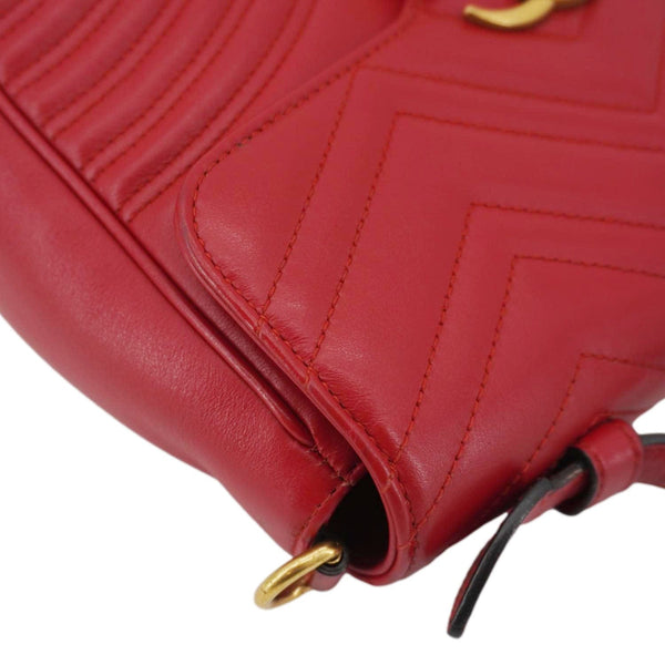 GUCCI GG Marmont Leather Top Handle Crossbody Bag Red 498110