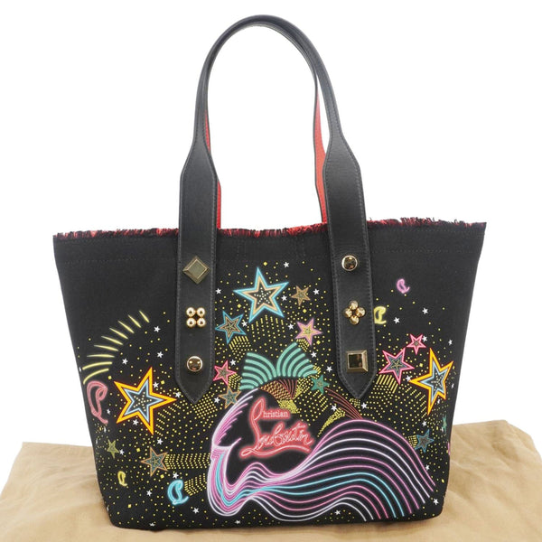 CHRISTIAN LOUBOUTIN Frangibus Canvas Tote Shoulder Bag Black