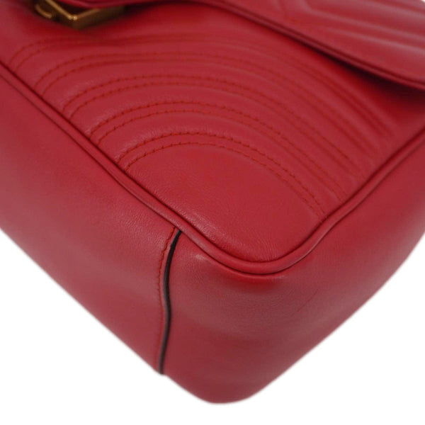 GUCCI GG Marmont Leather Top Handle Crossbody Bag Red 498110