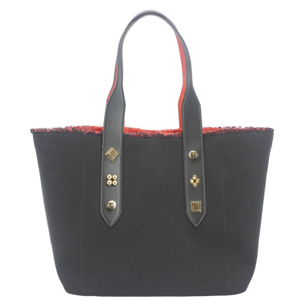 CHRISTIAN LOUBOUTIN Frangibus Canvas Tote Shoulder Bag Black