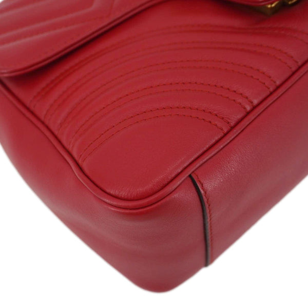 GUCCI GG Marmont Leather Top Handle Crossbody Bag Red 498110