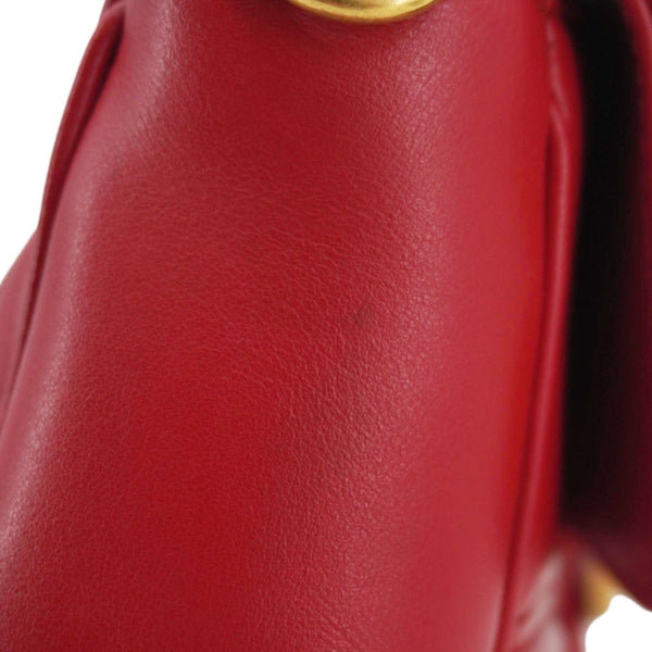GUCCI GG Marmont Leather Top Handle Crossbody Bag Red 498110