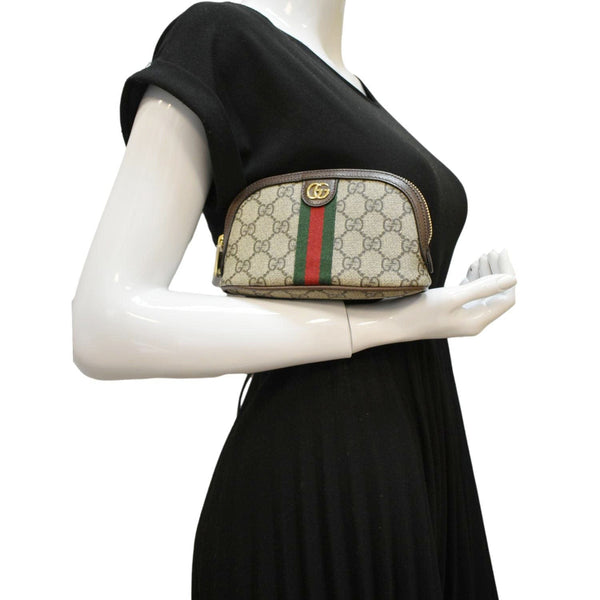 GUCCI Ophidia GG Medium Supreme Canvas Cosmetic Case Beige 625550