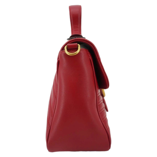 GUCCI GG Marmont Leather Top Handle Crossbody Bag Red 498110