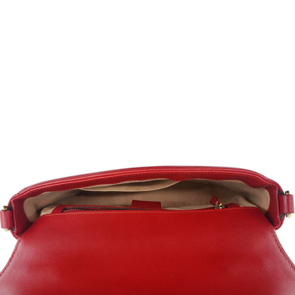 GUCCI GG Marmont Leather Top Handle Crossbody Bag Red 498110