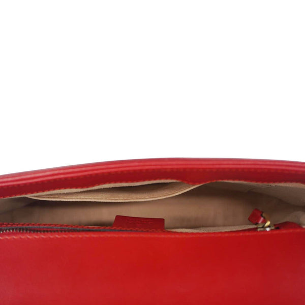 GUCCI GG Marmont Leather Top Handle Crossbody Bag Red 498110