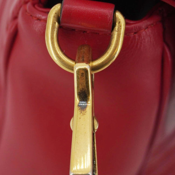 GUCCI GG Marmont Leather Top Handle Crossbody Bag Red 498110