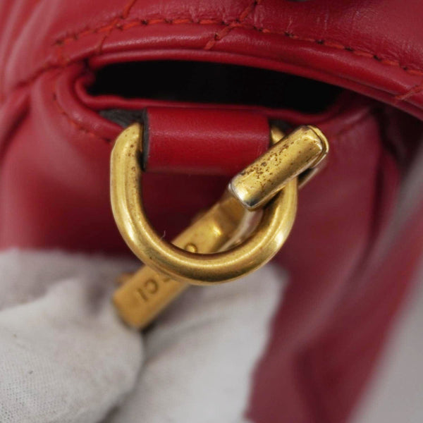 GUCCI GG Marmont Leather Top Handle Crossbody Bag Red 498110