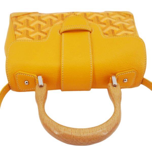 GOYARD Saigon Mini Chevron Print Coated Canvas Top Handle Shoulder Bag Yellow