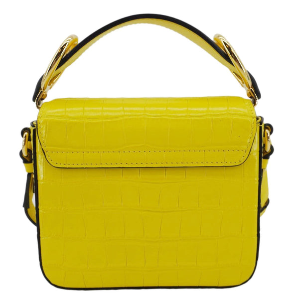 CHLOE C Flap Mini Double Carry Embossed Leather Shoulder Bag Yellow