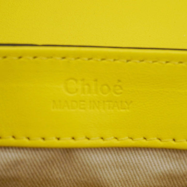 CHLOE C Flap Mini Double Carry Embossed Leather Shoulder Bag Yellow