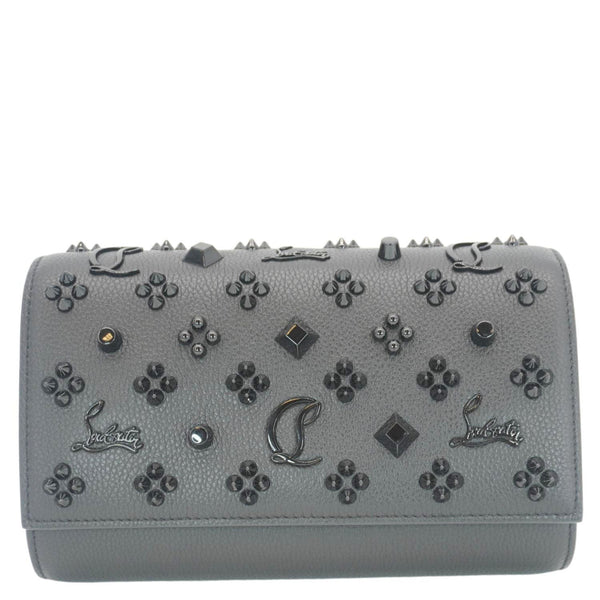 CHRISTIAN LOUBOUTIN Paloma Spikes Leather Clutch Crossbody Bag Black