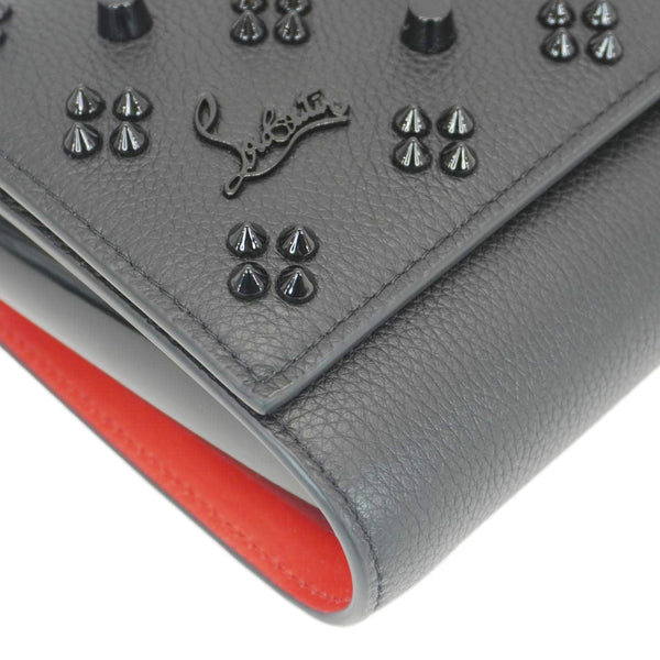 CHRISTIAN LOUBOUTIN Paloma Spikes Leather Clutch Crossbody Bag Black