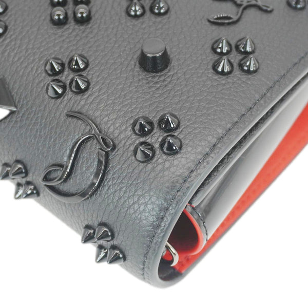 CHRISTIAN LOUBOUTIN Paloma Spikes Leather Clutch Crossbody Bag Black