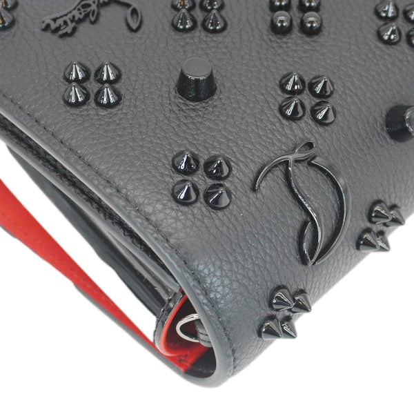 CHRISTIAN LOUBOUTIN Paloma Spikes Leather Clutch Crossbody Bag Black