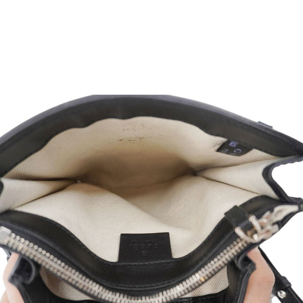 GUCCI GG Embossed Leather Messenger Bag Black 625782