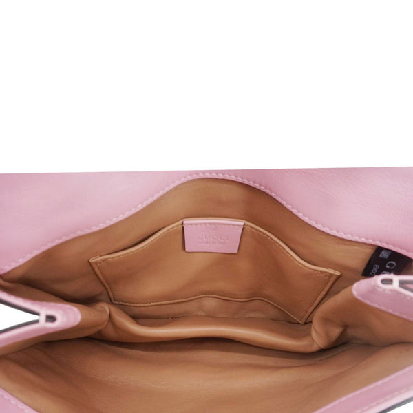 GUCCI Broadway Queen Margaret Pearl Studded Nappa Leather Crossbody Bag Pink