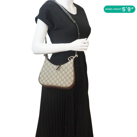 GUCCI Attache Small GG Supreme Canvas Shoulder Bag Beige 699409