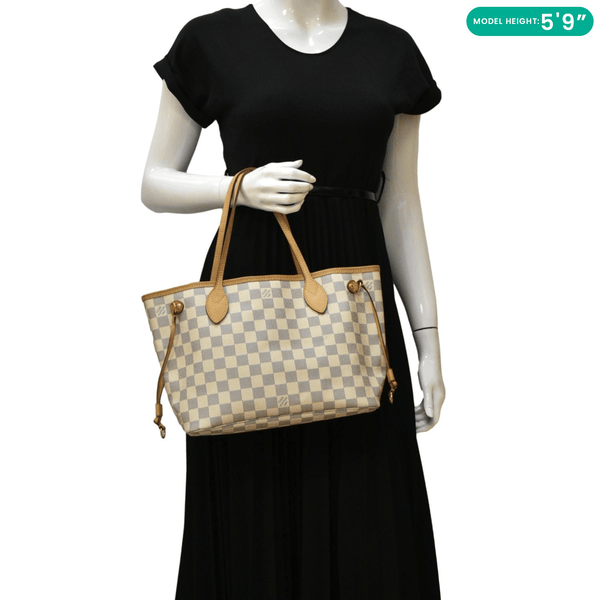LOUIS VUITTON Neverfull PM Damier Azur White Tote Bag dummy look