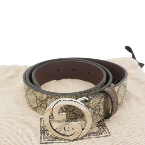 GUCCI Interlocking Buckle GG Supreme Canvas Belt Beige 734771 Size 85/34