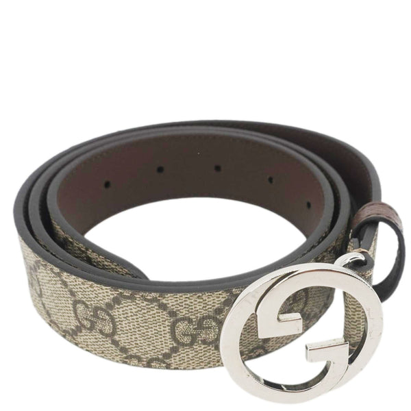 GUCCI Interlocking Buckle GG Supreme Canvas Belt Beige 734771 Size 85/34
