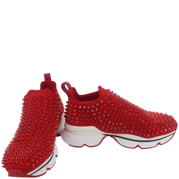 CHRISTIAN LOUBOUTIN Spike Sock Sneakers Red Size US 6