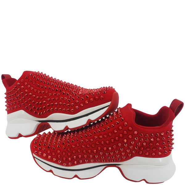 CHRISTIAN LOUBOUTIN Spike Sock Sneakers Red Size US 6