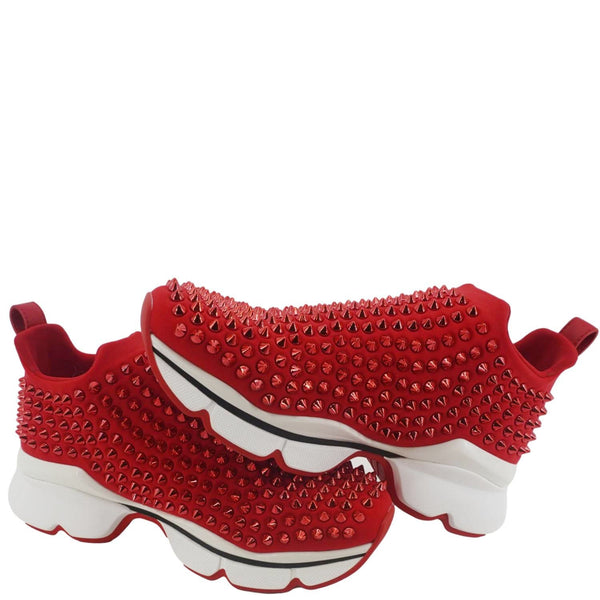 CHRISTIAN LOUBOUTIN Spike Sock Sneakers Red Size US 6