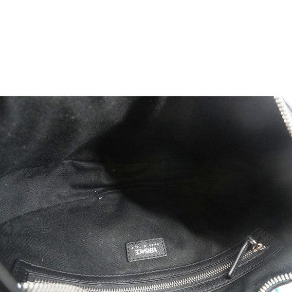 VERSACE Repeat Leather Hobo Shoulder Bag Black