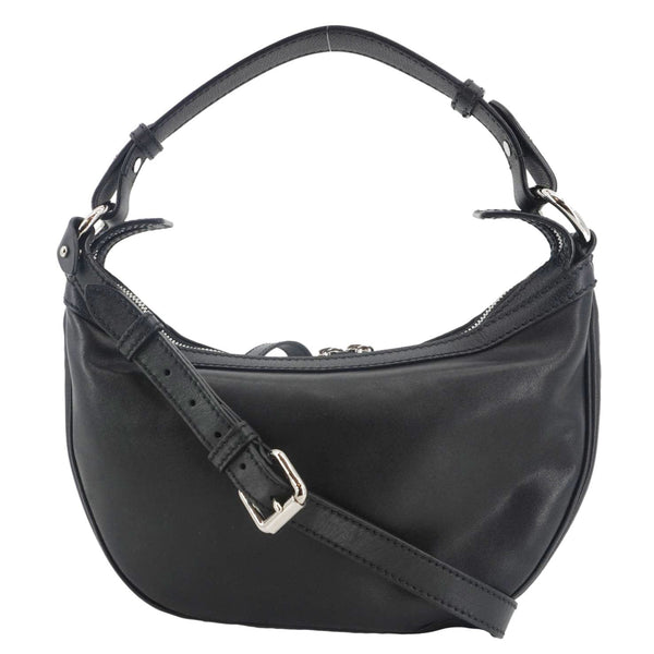 VERSACE Repeat Leather Hobo Shoulder Bag Black