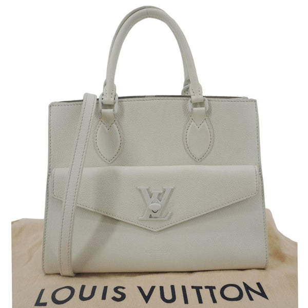 LOUIS VUITTON Lockme PM Monochrome Soft Calfskin Leather Tote Bag White