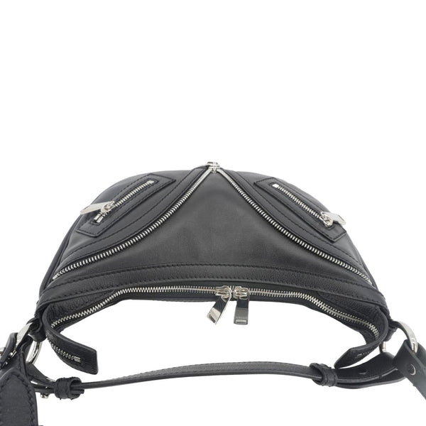VERSACE Repeat Leather Hobo Shoulder Bag Black
