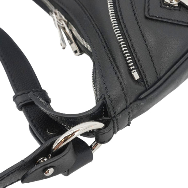 VERSACE Repeat Leather Hobo Shoulder Bag Black