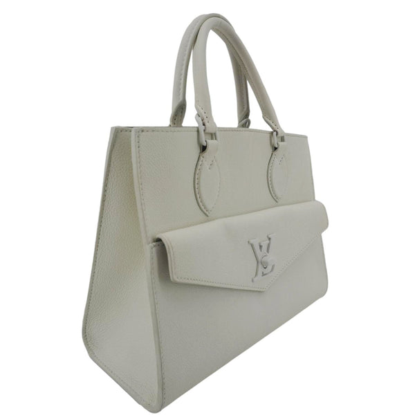 LOUIS VUITTON Lockme PM Monochrome Soft Calfskin Leather Tote Bag White