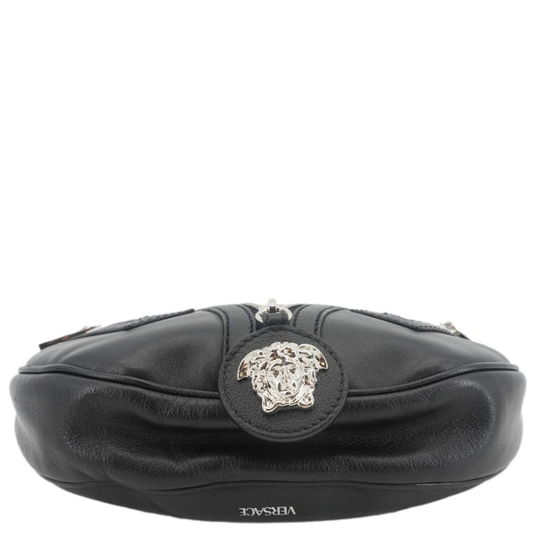 VERSACE Repeat Leather Hobo Shoulder Bag Black