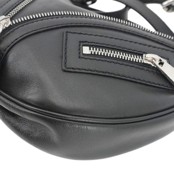 VERSACE Repeat Leather Hobo Shoulder Bag Black