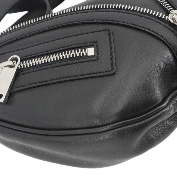 VERSACE Repeat Leather Hobo Shoulder Bag Black