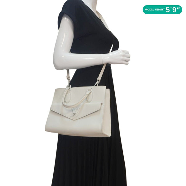 LOUIS VUITTON Lockme PM Monochrome Soft Calfskin Leather Tote Bag White