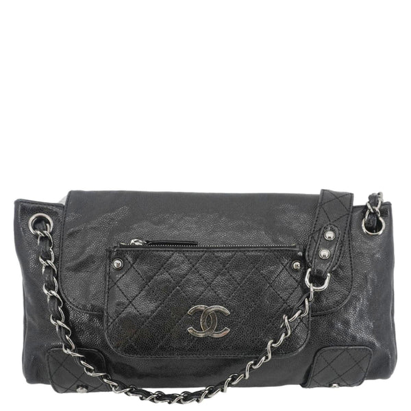 CHANEL Pocket in The City Caviar Leather Shoulder Bag Black