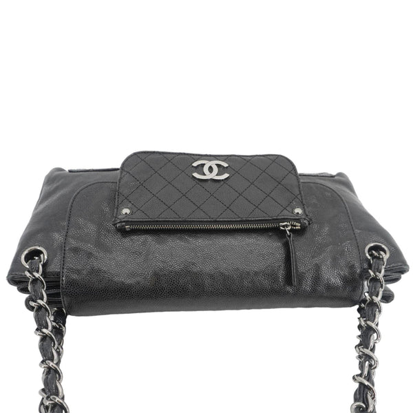 CHANEL Pocket in The City Caviar Leather Shoulder Bag Black