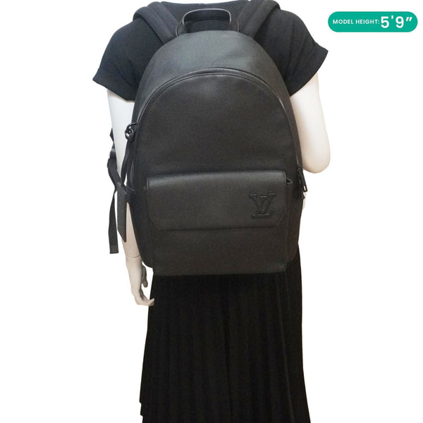 LOUIS VUITTON Takeoff Aerogram Grained Calf Leather Backpack Black