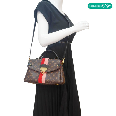 LOUIS VUITTON Georges BB Monogram Canvas Shoulder Bag Coquelicot Peach