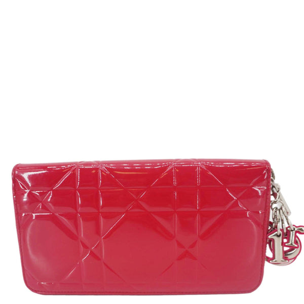 CHRISTIAN DIOR Lady Dior Patent Leather Zippy Wallet Red