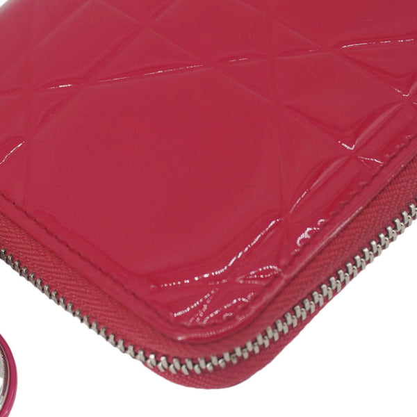 CHRISTIAN DIOR Lady Dior Patent Leather Zippy Wallet Red