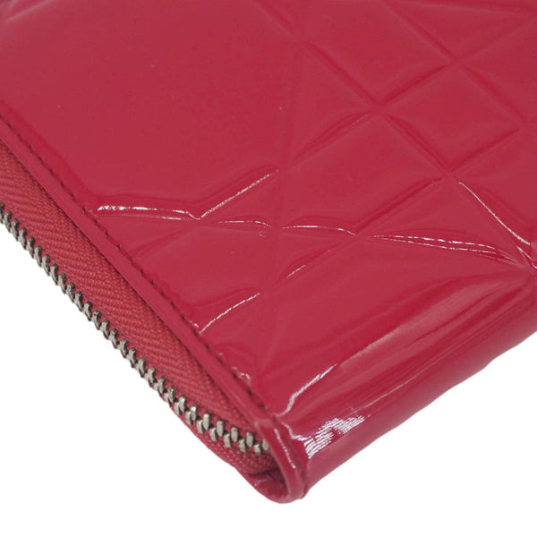 CHRISTIAN DIOR Lady Dior Patent Leather Zippy Wallet Red
